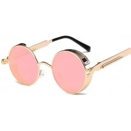 Round Metal Round Steampunk Sunglasses Men Women Fashion Glasses Retro Frame Vintage Sunglasses UV400 (Color 5) - 5 - CY199EL...