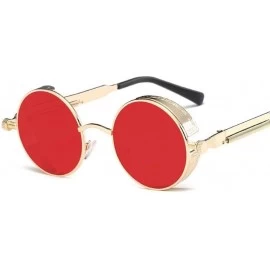 Round Metal Round Steampunk Sunglasses Men Women Fashion Glasses Retro Frame Vintage Sunglasses UV400 (Color 5) - 5 - CY199EL...