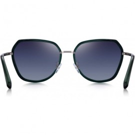 Square Women Cat Eye Polarized Sunglasses Womens Polarized Mirror with Case - Green - CX18RZN9XOH $26.77