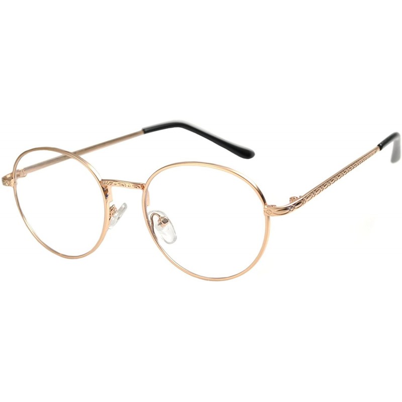 Round Round Circle Frame Clear Lens Glasses - .070_gold_rose - CL188Z2KLHA $9.12