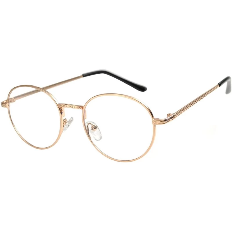 Round Round Circle Frame Clear Lens Glasses - .070_gold_rose - CL188Z2KLHA $9.12