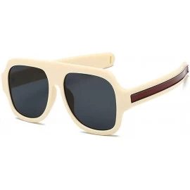 Square Premium Super Oversized Sunglasses Women Men Flat Top Square Frame Shades - Beige - CG18L2XQGNZ $15.34