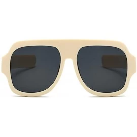 Square Premium Super Oversized Sunglasses Women Men Flat Top Square Frame Shades - Beige - CG18L2XQGNZ $15.34