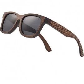 Aviator Bamboo Wood Polarized Sunglasses For Men & Women - Temple Carved Collection - CW188R9WW6H $45.82
