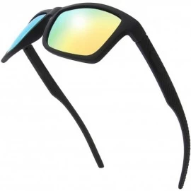 Square Polarized Rectangular Sunglasses Driving Fishing - 3-rubber Black - CH18WQDEI4M $13.85