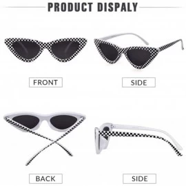 Goggle Retro Vintage Cateye Sunglasses for Women Clout Goggles Plastic Frame Glasses - Checkered - CM18M4WTXZC $8.98