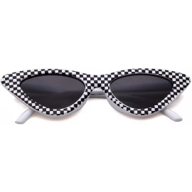 Goggle Retro Vintage Cateye Sunglasses for Women Clout Goggles Plastic Frame Glasses - Checkered - CM18M4WTXZC $8.98