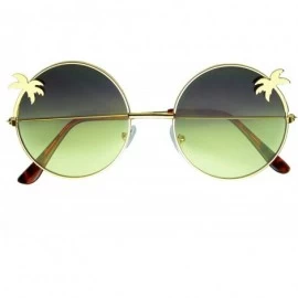 Round Indie Palm Tree Gradient Lens Round Hippie Sunglasses - Yellow - CX180E0GX9Y $17.29