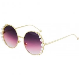 Round Fashion Round Pearl Decor Metal Frame Women's Sunglasses UV Protection - Blue - Brown - Black - Purple - CE18TMT67T6 $3...