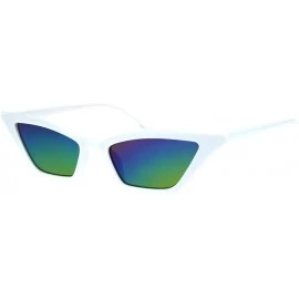 Rectangular Cateye Trapezoid Shape Sunglasses Womens Chic Fashion Shades UV 400 - White (Rainbow Mirror) - C518SDCDOYG $9.76