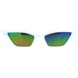 Rectangular Cateye Trapezoid Shape Sunglasses Womens Chic Fashion Shades UV 400 - White (Rainbow Mirror) - C518SDCDOYG $9.76