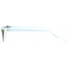 Rectangular Cateye Trapezoid Shape Sunglasses Womens Chic Fashion Shades UV 400 - White (Rainbow Mirror) - C518SDCDOYG $9.76