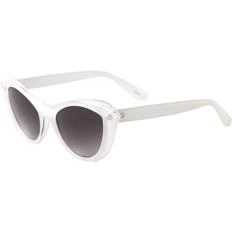 Cat Eye Budapest Crystal Glitter Retro Cat Eye Sunglasses - White - C8198E9UUCM $26.42