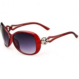 Oval Women Fashion Oval Shape UV400 Framed Sunglasses Sunglasses - Wine Red - CM196H7E5NC $28.42