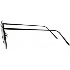 Butterfly Womens Flat Lens Cross Bar Metal Wire Round Half Rim Cat Eye Sunglasses - Black Mirror - C6184QNDT98 $14.82