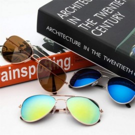 Square Children Goggle Girls Alloy Sunglasses Hot Fashion Boys Baby Child Classic Retro Cute Sun Glasses - Silver - CE197A2L6...