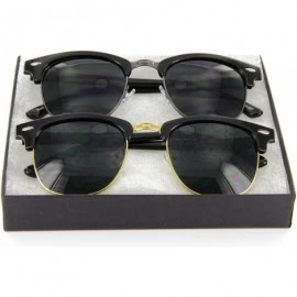 Semi-rimless Mens Retro Classic Half Rimmed Glasses Clear Lens 2-Pack Gift Box - Gunmetal & Gold - CK12H1W7OLJ $24.43