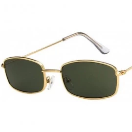 Square Rectangle Sunglasses Men Women Retro Metal Frame Yellow Red Female Sun Glasses - C5gold Green - CH194OQNIQG $40.66