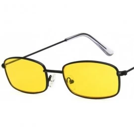 Square Rectangle Sunglasses Men Women Retro Metal Frame Yellow Red Female Sun Glasses - C5gold Green - CH194OQNIQG $26.41