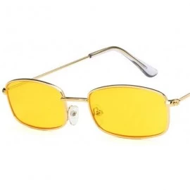 Square Rectangle Sunglasses Men Women Retro Metal Frame Yellow Red Female Sun Glasses - C5gold Green - CH194OQNIQG $26.41