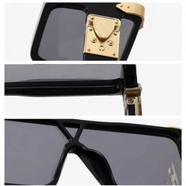 Square Classic Flat Top Shield Sunglasses for men women Oversized sunglasses square sunglasses retro sunglasses - 4 - CB193LK...