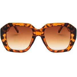 Square Unisex Sunglasses Fashion Bright Black Grey Drive Holiday Square Non-Polarized UV400 - Leopard Brown - C718RH6SEKW $12.05