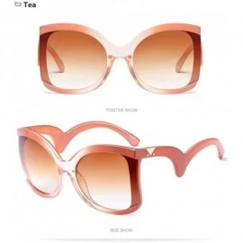 Square 2018 Clear Oversized Square Sunglasses Women Gradient Super Star Fashion Brand - Tea - CK189KGMTTY $10.78
