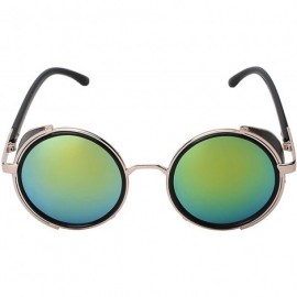 Round Steampunk Retro Gothic Vintage Colored Metal Round Circle Frame Sunglasses Colored Lens - CY186TEAZQK $12.79