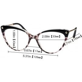 Oversized Ladies Oversized Cat Eye Reading Glass Modern Eyeglass Frame - 2 Pairs / Leopard + Transparent Leopard - C218NIXKTY...