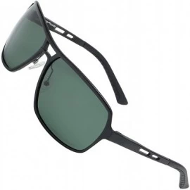 Aviator Polarized Aircraft Aluminum Aviator Fashion Driving Sunglasses For Women Men - Matte Black - Polarized Olive - CF18HS...
