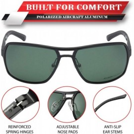 Aviator Polarized Aircraft Aluminum Aviator Fashion Driving Sunglasses For Women Men - Matte Black - Polarized Olive - CF18HS...