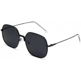 Oversized Sunglasses women personality tide men's sunglasses square metal glasses - Black Frame Black Gray Tablets - CJ190MR3...