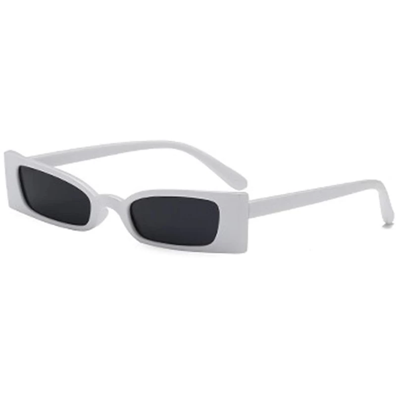 Rectangular Small frame Men and women Sunglasses Fashion Retro Sunglasses - Black White - CK18LIA5E5L $11.43