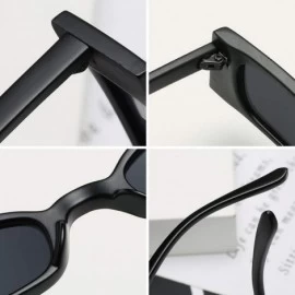 Rectangular Small frame Men and women Sunglasses Fashion Retro Sunglasses - Black White - CK18LIA5E5L $11.43