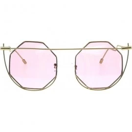 Square Octagon Metal Rim Art Nouveau Deco Steam Punk Mod Sunglasses - Gold Pink - CL18E09GAME $16.60