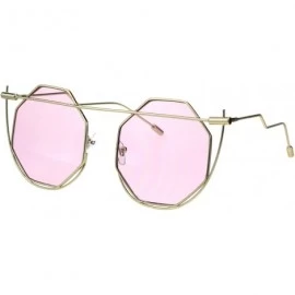 Square Octagon Metal Rim Art Nouveau Deco Steam Punk Mod Sunglasses - Gold Pink - CL18E09GAME $16.60