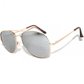 Aviator Colored Metal Frame with Full Mirror Lens Spring Hinge - Gold_silver_mirror_lens - CF122DLZ3B1 $18.22