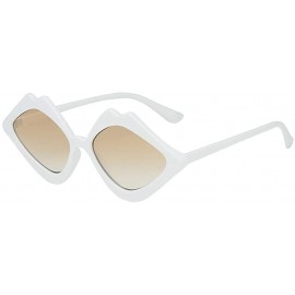 Wrap Fashion Sunglasses - UV Protection Shade - Jelly Candy Color Lip Shape Sun Glasses - White - CA18QQGSLIZ $21.17
