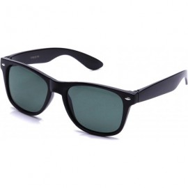 Wayfarer "Puri" Horned Rim Glass Lens Fashion Sunglasses for Men and Women - Black/Green - CK12NVG98AM $18.88