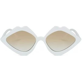 Wrap Fashion Sunglasses - UV Protection Shade - Jelly Candy Color Lip Shape Sun Glasses - White - CA18QQGSLIZ $12.14