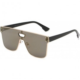 Goggle Retro Vintage Square Flat Lens Oversized UV Protection Outdoor Fashion Sunglasses - Brown - C518WQ6ZUDU $42.13