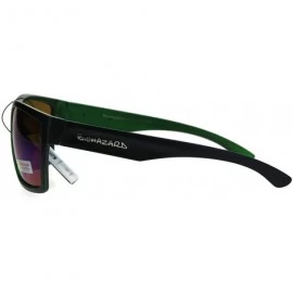 Rectangular Biohazard Mens Color Mirror Sport Black Horn Rim Sunglasses - Teal - CK186H66DWW $11.35