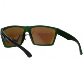Rectangular Biohazard Mens Color Mirror Sport Black Horn Rim Sunglasses - Teal - CK186H66DWW $11.35