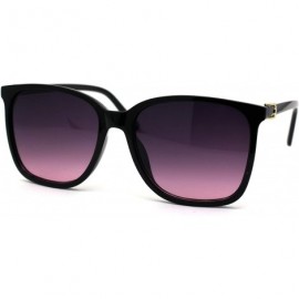 Rectangular Womens Thin Plastic Mod Rectangular Designer Horn Sunglasses - Black Gold Purple - CB1969W92H9 $25.68