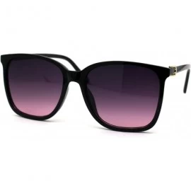 Rectangular Womens Thin Plastic Mod Rectangular Designer Horn Sunglasses - Black Gold Purple - CB1969W92H9 $14.54