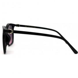 Rectangular Womens Thin Plastic Mod Rectangular Designer Horn Sunglasses - Black Gold Purple - CB1969W92H9 $24.13