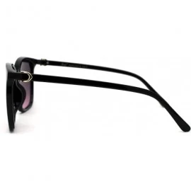Rectangular Womens Thin Plastic Mod Rectangular Designer Horn Sunglasses - Black Gold Purple - CB1969W92H9 $14.54