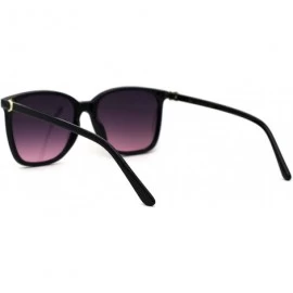 Rectangular Womens Thin Plastic Mod Rectangular Designer Horn Sunglasses - Black Gold Purple - CB1969W92H9 $14.54
