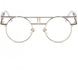 Wrap Retro Steampunk Sunglasses Metal Frame Wrap Vintage Glasses Mirror Lens Rock Style Round Shades - Transparent - C318KD55...