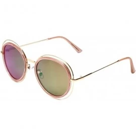 Oval Trendies The Kaitlyn - Flat Fashion Sunglasses with Mirrored Lens - Gold/Pink - CS185YDS0DR $11.15